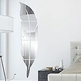 Wall Decal,Removable Feather Mirror Wall Stickers Decal Art Vinyl Home Room Decoration DIY (Silver)