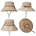 NOT FOLDABLE Bucket Cord Sun Summer Beach Hat with Wide Brim for Women UPF50+ Khaki