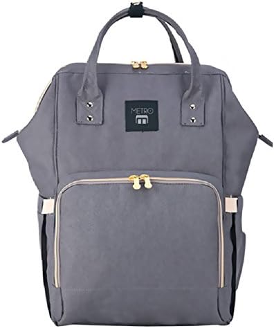 Baby Diaper Backpack with Stroller Straps (Upgraded Version) - Insulated Pockets,Waterproof, Large Capacity Nappy Bag (Grey)