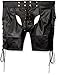 FEESHOW Men's Faux Leather Lace up Shorts Pants Jockstrap Underwear Briefs Black Large(Waistline 33.0