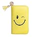 BORN PRETTY 24 Slots Nail Stamping Plate Holder Case Round Square Rectangular Nail Art Template Storage Organizer Smiling Face Print Bag Holder (Yellow)