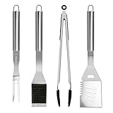 BBQ Tools Set, totobay 4-Piece Grill Tools Set Multufuctional Heavy Duty Stainless Steel Barbecue Grilling Utensils