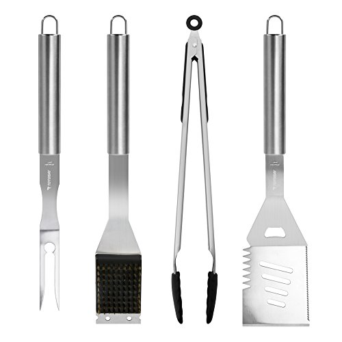 BBQ Tools Set, totobay 4-Piece Grill Tools Set Multufuctional Heavy Duty Stainless Steel Barbecue Grilling Utensils