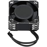 VGEBY RC Cooling Fan, Aluminum 32000RPM 25x25MM Remote Control Vehicle Heat Dissipation Fan RC Electronic Speed Controller Strong Metal Fan for 1/10, 1/8, 1/12 Scale RC Car(Black Silver)
