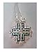 Bethlehem Gifts TM Jerusalem Cross Open Pendant Necklace Silver Plated Opal