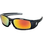 Crews SR11R Swagger Brash Look Polycarbonate Dual Lens Glasses with Polished Black Frame and Fire Mirror Lens