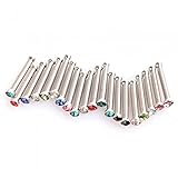 ShungHO 20pcs Colorful Stainless Steel Rhinestone Nose Studs Rings Bars Piercing