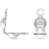 20pcs Adabele Authentic Sterling Silver Small Clamshell Calotte Bead Tip End Cap Knot Cover 2 Closed Ring (Small 3mm Cup) for Jewelry Making SS295-1