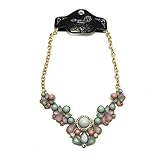 HuntGold Fresh Color Shining Jelly Water Drop Crystal Diamond Flower Pendant Chain Choker Necklace