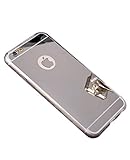 Me&Mi: iPhone 7 Mirror case, Luxury Back Mirror Clear Slim TPU Bumper Shock-Absorption Anti-Scratch Protective Case Cover Bright Reflection Cute and Elegant for Apple iPhone 7 (2016)- Silver