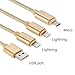 USB Cable, Multi 4FT Nylon Braided Cable Dual Lightning / Micro Universal for iPhone 6 6 Plus 5 5s 5c, iPad Air, iPod 5, Sumsung, HTC, Nokia, Motorola, Blackberry, Tablets (Gold)