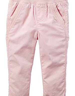Baby Girls Pull-On Twill Pants - Pink (3 Months)
