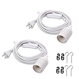 Cable Matters 2-Pack Hanging Light Cord (Light Socket with Cord) with On Off Toggle Switch in White - 15 Feet