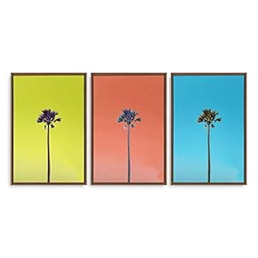 3 Piece Framed Canvas Wall Art for Living Room, Bedroom Vintage Tropical Palm Trees Canvas Prints for Modern Home Decoration Ready to Hang - 16"x24"x3 Panels