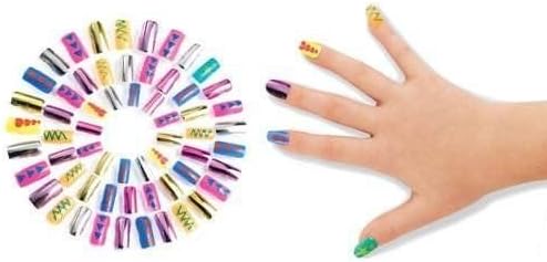 Glitter Girl 60 PCS Diva Multi Color Plastic Stick-on Nails