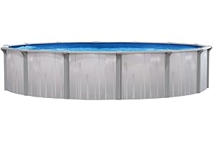 Lake Effect Pools 'Tortuga' 12 Ft Round Above Ground Swimming Pool | 52 Inch Resin Protected Steel Sided Walls | Bundle Includes: 25 Gauge Overlap Liner & Widemouth Skimmer
