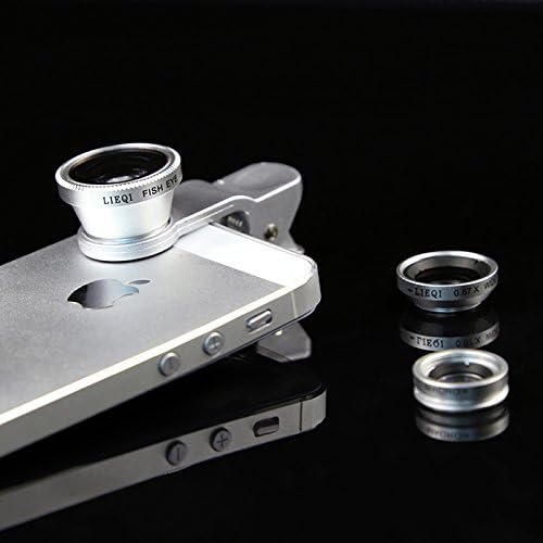 3 in 1 Clip-On 180° Fish-eye Lens + 0.67X Wide-Angle + Macro by LIEQI Universal for iPhone/pad/ip &amp; Digltal Camera (Silver)