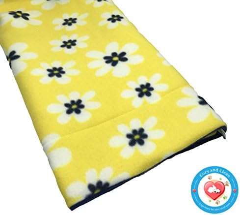 Fleece Cage Liner, Absorbent Liner, 2x3 Grid C&amp;C Size, Cozy and Clean | Washable and Reusable | Perfect for Guinea Pigs, Rabbits, and More! | 28 x 42 inches, Bright Yellow Daisy