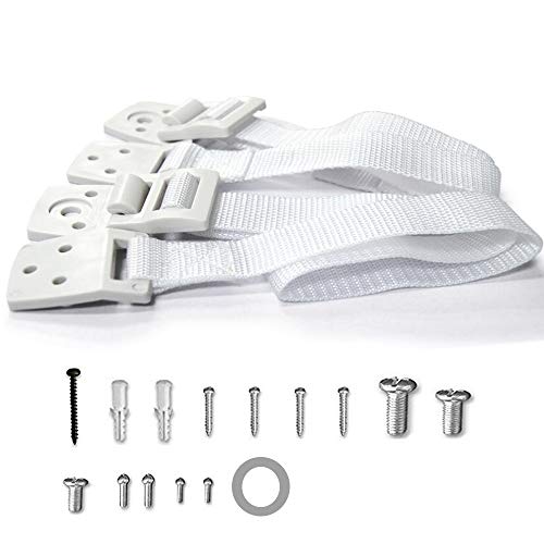 Anti Tip Straps TV & Furniture Safety Wall White Baby Childproofing Drawer,Flat Screens, Earthquake,Television Antitip (4Pack)