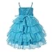 Richie House Girl's Layered Dress with Rosette and Pearl Accents RH0918-D-6/7-FBA,Light Blue
