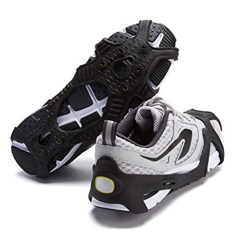 ICETRAX V3 Pro Winter Ice Grips for Shoes and Boots - Ice Cleats for Snow and Ice, StayON Toe, Reflective Heel (V3 HEX, L/XL (Men: 9.5-13 / Women: 11+))