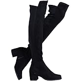 Shoe'N Tale Chunky Block Low Heel for Women Comfortable Over The Knee Thigh High Boots