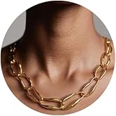 PHNIBIRD Chunky Necklaces for Women with Gold Coating Statement Necklaces for Women Chunky Chain Jewelry for Everyday Wear