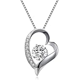 aamnaz Elegant 925 Sterling Silver Heart Pendant Necklace for Women Stylish Heart Necklace Trendy Silver Necklace for Women Adjustable Chain Perfect for Everyday Wear,40cm to 44cm- Cubic Zircon