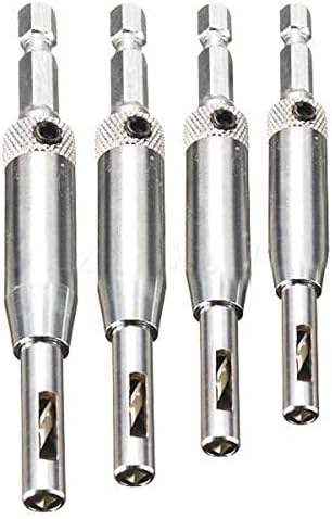 4 Self Centering Hinge Hardware Drill Bit Set Pilot Hole F/Hinges Drawer Guides Home Hand Tools