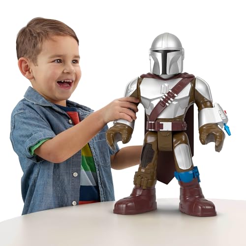 Fisher-Price Imaginext STAR WARS The Mandalorian XXL action figure giocattolo, personaggio snodabile alto oltre 40,6 cm con lanciatore per bambini e bambine dai 3 anni in su, HXT20