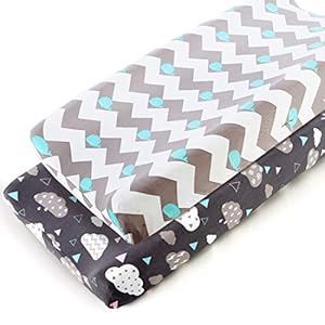 COSMOPLUS Stretch Fitted Changing Pad Cover 2 Pack Stretchy Changing Table Pad Covers for Boys Girls, Whale/Cloud