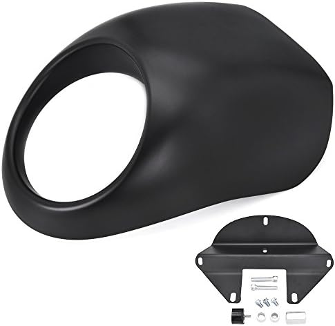 Clipsone Front Cowl Fork Headlight Fairing Mask Visor for Harley Sportster Dyna 883 883L Gloss Black