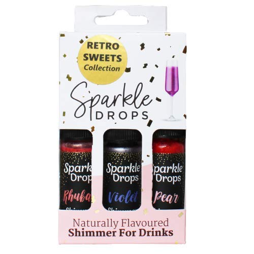 Sparkle Drops Retro Sweets Shimmer Set for Drinks, Prosecco, Sparkling