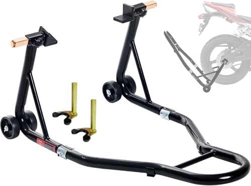 L&E HELEE Motorcycle Stands, 500KG Capacity Front Rear Wheels Lift Combo with U L Adjustable Swingarm Spool, Heavy Duty Paddock Stands for BMW Suzuki Yamaha Honda Kawasaki, Black