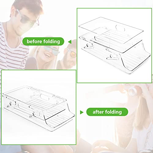 HANSGO Auto Rolling Soda Can Organizer, Double-Layer Can Dispenser Collapsible Beverage Storage Organizer for Refrigerator Kitchen Pantry Cabinet Canned Food