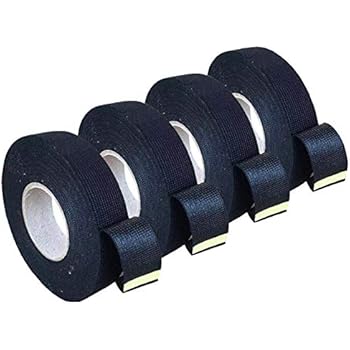 4 Rolls Wire Loom Harness Tape, Wiring Harness Cloth Tape, Black Adhesive Fabric Tape for Automobile Electrical Wire harnessing Noise Damping Heat Proof 19 mm X 15m