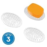 iDesign Plastic Soap Saver, Bar Holder Tray for Bathroom Counter, Shower, Kitchen, 3.25" x 4.75", Set of 3, Clear