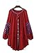 R.Vivimos Womens Autumn Long Sleeve Embroidery Oversized Single Breasted Button Up Dresses with Pockets (Small,Red)