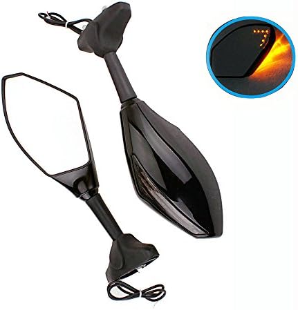 Yibid Arrow Maker Blinker in Rear view Mirror Style Motorcycle LED Turn Signal Light Mirrors for Honda CBR1000 CBR1000RR 2004 2005 2006 2007, CBR600 03-06, CBF1000 2010 - 2011 Solid Black (Smoke Lens)