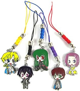 US Seller Japanese Anime Code Geass Special Design Keychains Straps 5pcs a Set