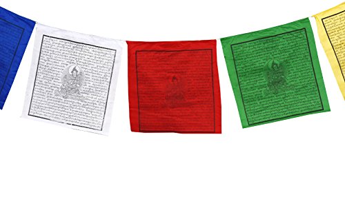 Mudra Crafts Tibetan Buddhist Indoor Outdoor Cotton Affirmation Windhorse Prayer Flags (13x13" Green Tara)