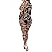Women Jumpsuits Tribal Tattoo Printed Dumpsuit Sexy Bodysuit Playsuit, XL