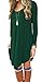 DEARCASE Long Sleeve T-Shirt Dress for Women Dark Green X-Large V-Neck Spring Casual Loose Fall Winter Irregular Hem Wedding Guest Jersey Flowy Swing Sweater Tunic Short Dresses