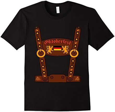 Men's German Lederhosen Oktoberfest Costume Funny T-Shirt Large Black