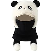AMOFIA Girls Balaclava Knit Hat Boys Animals Cartoon Hoodie Hats Winter Fuzzy Neck Gaiter with Fleece Lining 2-10 Years