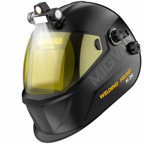 MIGVAN Automatic Welding Mask with LED Light Ultra-HD True-Color Mask 100x82mm XL Solar Welding 0.1ms for MIG TIG MMA and Frosted DIN 4/5-9/9-13 H-24