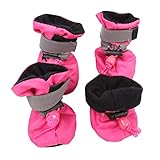 royalwise Antiskid Winter Dog Boots Pet Shoes Soft Stockings Paw Protector Booties for Small Dogs (M, SprRose)
