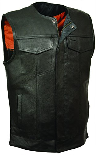 Milwaukee Men's Collarless Snap/Zip Front Club Vest (Black, X-Large)