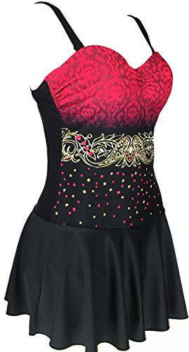DANIFY Women's One Piece Plus Size Pin up Swim dress Cover Up Tankini bathing suit