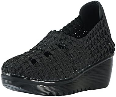 Heal USA Amore One Band Black Outsole Wedge Heel Black Sparkle 9 US